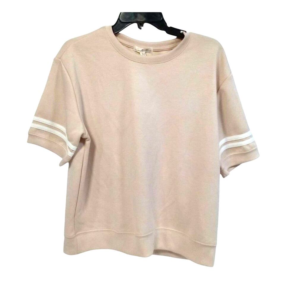 Blokecore Nine Britton Women's Short Sleeve Crew Neck Knit Top Off-White Size M